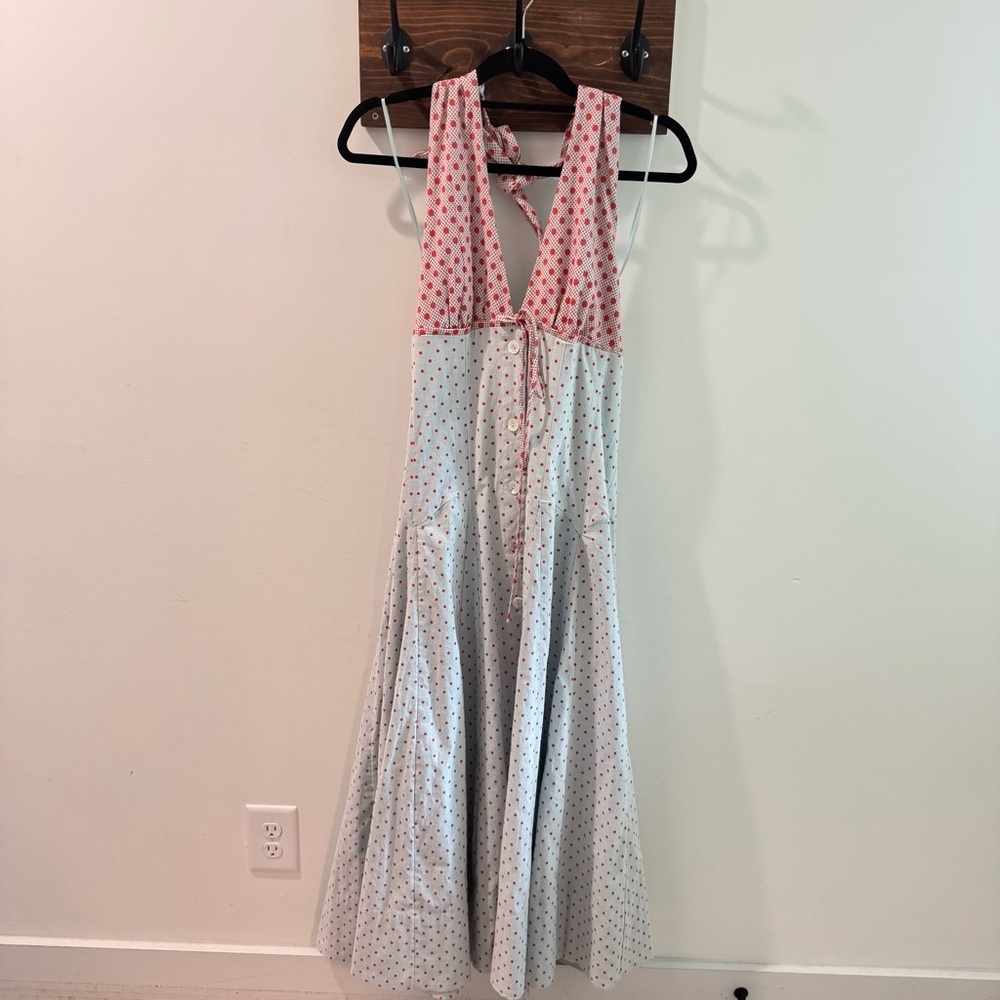 NWT Free People Stelladonna Linen Blend Polka Dot Midi Dress Large - Picture 2 of 8